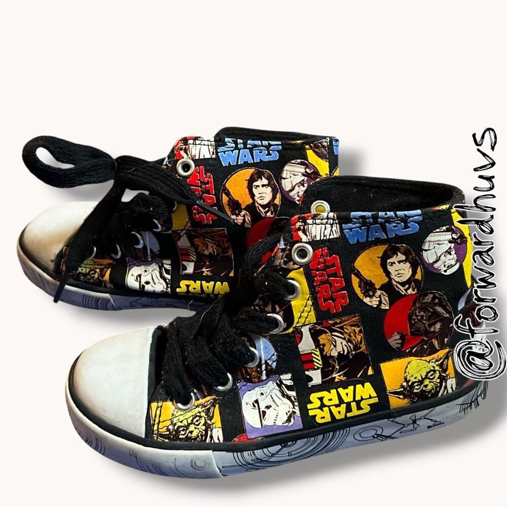 Star Wars High Top Sneakers Comic Print Canvas Shoes Size 10